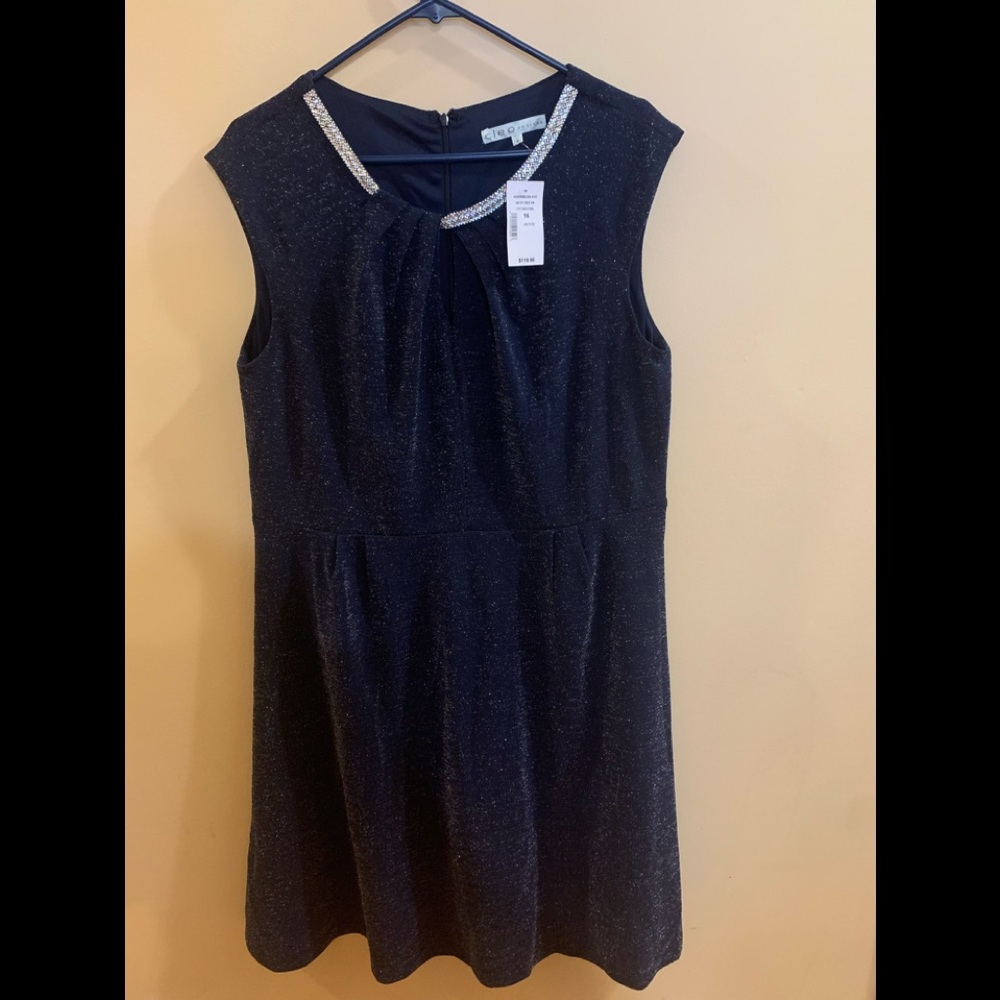 🍉 Cleo petite dress NWT, size 16, plus size, navy sparkles, jewelled neckline